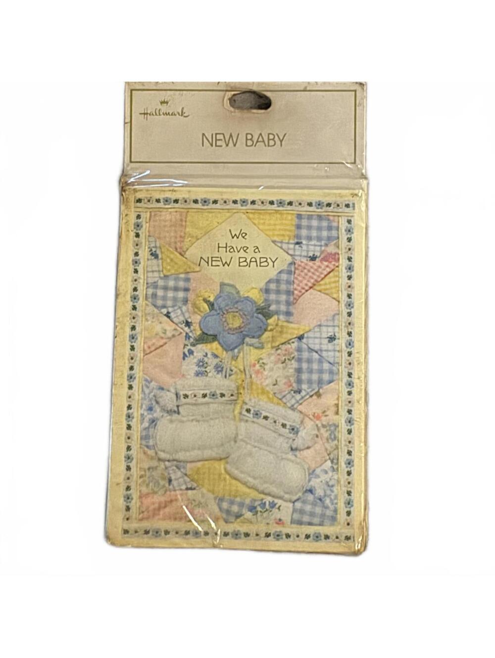 Vtg 80s Hallmark New Baby Announcements Sealed NOS Patchwork Quilt Bear Retro
